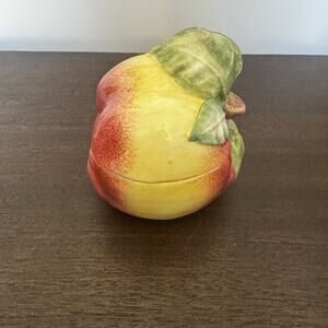 Vietri Apple Trinket Box Covered Dish w/ Lid Made In Italy Hand Painted Numbered